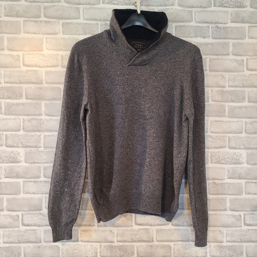 Jos A Bank Reserve Lambswool Blend Sweater Mens XL Shawl Collar Gray